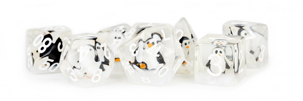Metallic Dice Games - Resin 16mm Polyhedral Dice Set - Penguin