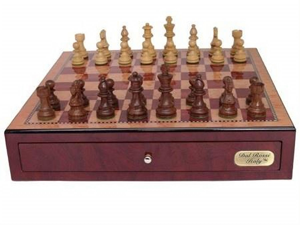 Dal Rossi - 18 Chess Set Double Weighted Sheesham Pieces with Red Mahogany Board