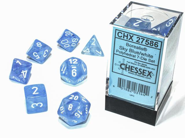 Chessex - Borealis Luminary Polyhedral 7-Die Set - Blue/White (CHX27586)
