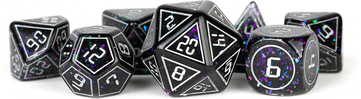 Metallic Dice Games - Resin 16mm Polyhedral Dice Set - Framed Void