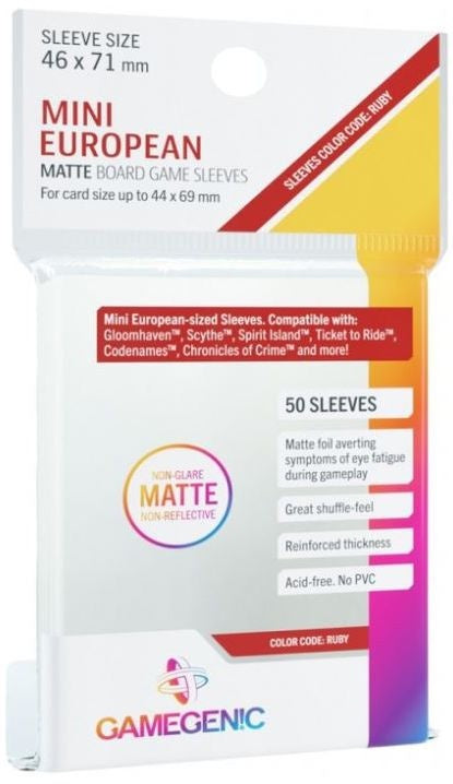 Gamegenic Matte Board Game Sleeves - Mini European-Sized 50 Pack