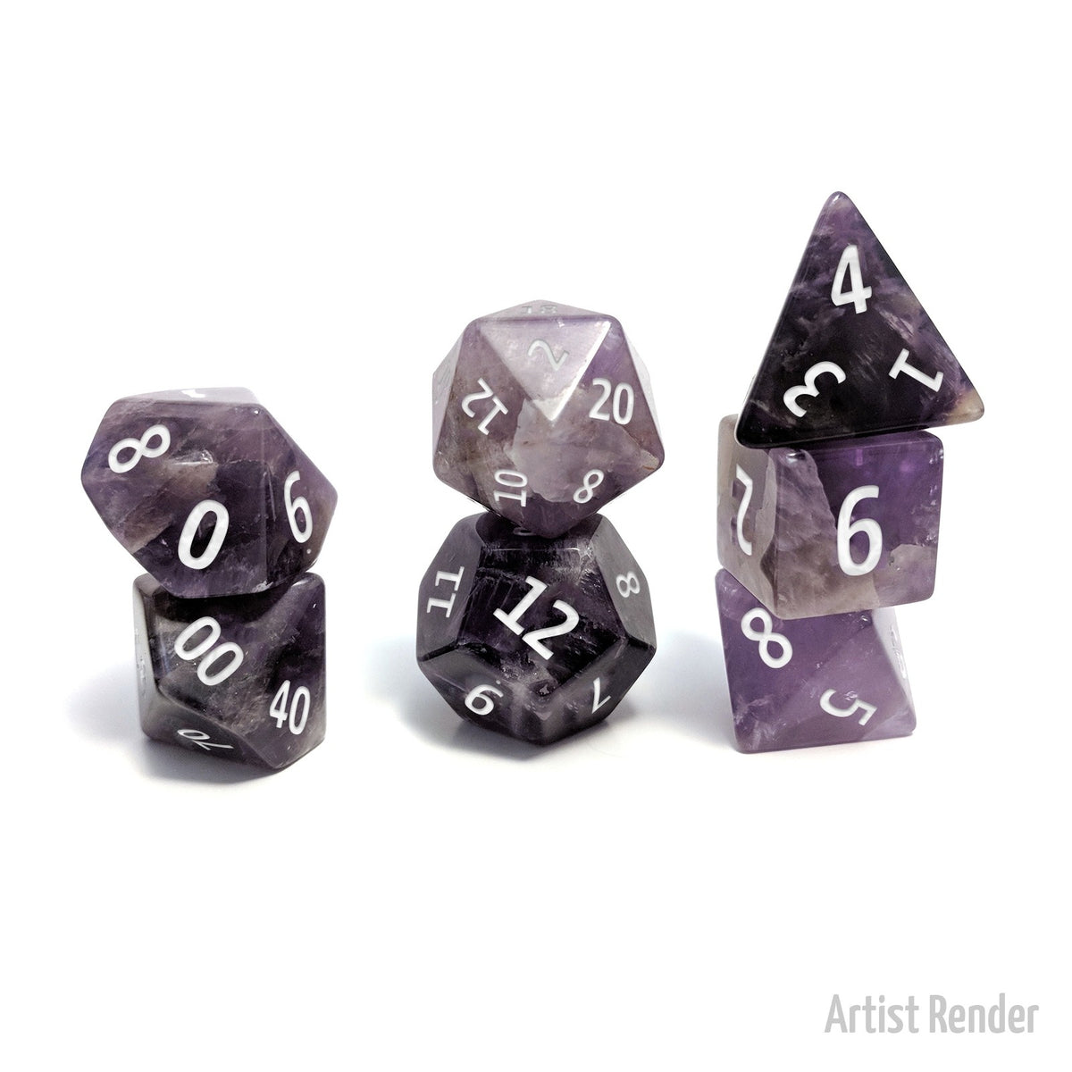 Level Up Dice - Amethyst 7 Piece Polyhedral Dice: (Tgc Exclusive)