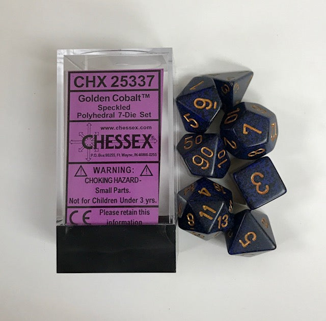 Chessex - Speckled Polyhedral 7-Die Set - Golden Cobalt (CHX25337)