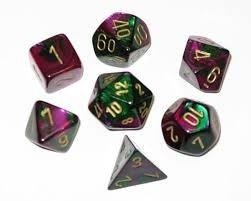 Chessex - Gemini Polyhedral 7-Die Set - Green Purple/Gold (CHX26434)