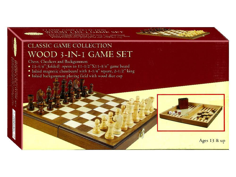 Classic Games - 3 in 1 Game Set Chess/Checkers/Backgammon