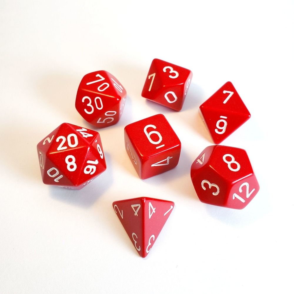 Chessex - Opaque Polyhedral 7-Die Set - Red/White (CHX25404)