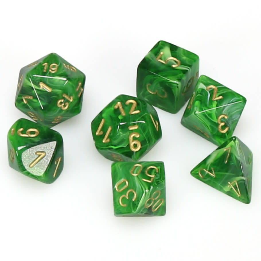 Chessex - Vortex Polyhedral 7-Die Set - Green/Gold (CHX27435)