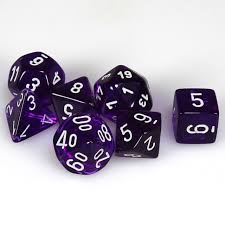 Chessex - Translucent Polyhedral 7-Die Set - Purple/White (CHX23077)