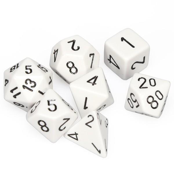 Chessex - Opaque Polyhedral 7-Die Set - White/Black (CHX25401)