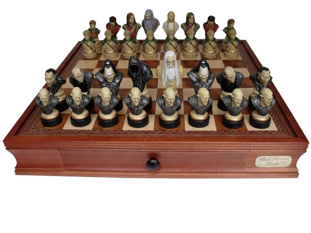 Dal Rossi Italy Lord of the Rings Chess Set on Dal Rossi 50cm (20) Chess Box