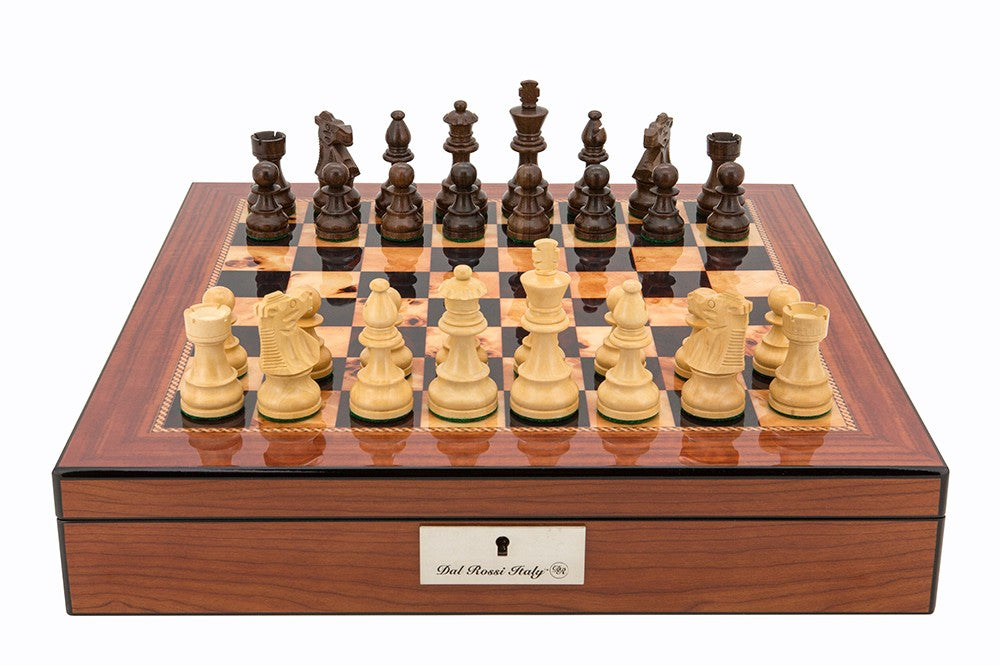 Dal Rossi Staunton Chess Set Walnut Finish Chess Box 16 with Compartments