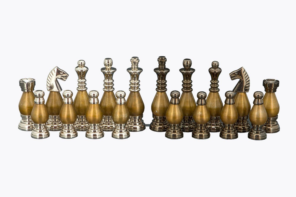 Dal Rossi Italy Modern Gold and Silver Chessmen 75mm