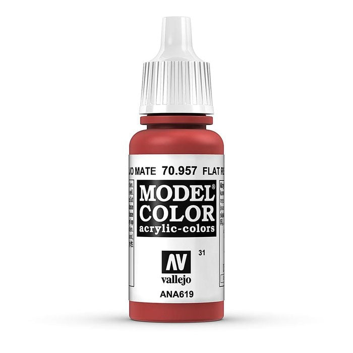 Vallejo Model Colour - Flat Red 17ml Acrylic Paint (AV70957)