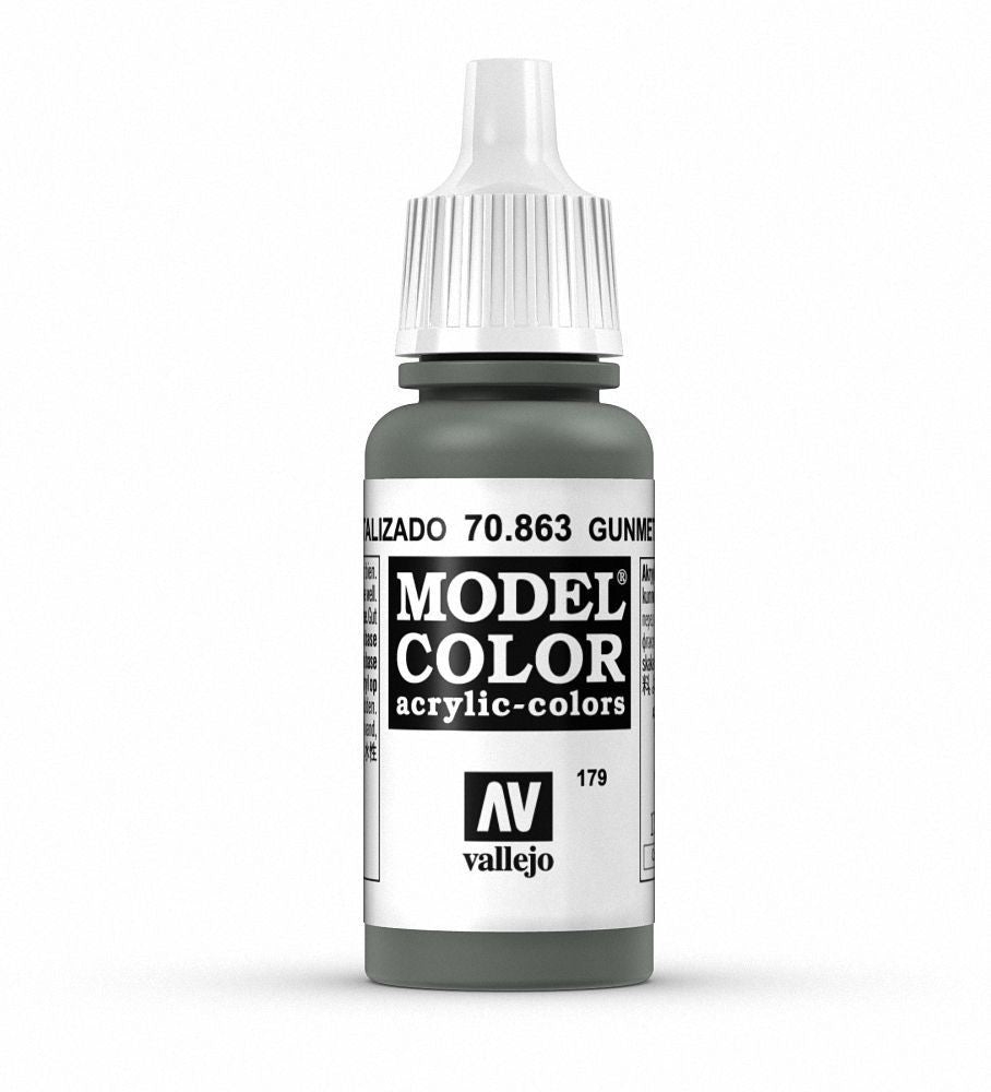 Vallejo Model Colour - Metallic Gunmetal Grey 17ml Acrylic Paint (AV70863)