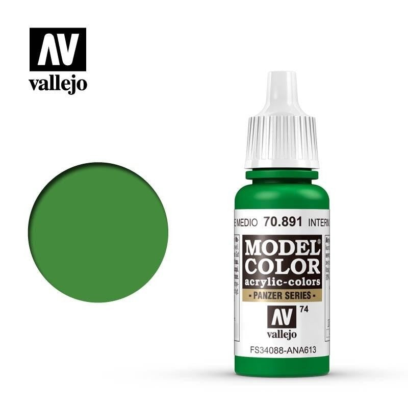 Vallejo Model Colour - Intermediate Green 17ml Acrylic Paint (AV70891)