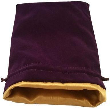 Metallic Dice Games - Large Velvet Dice Bag With Gold Satin Lining - Purple