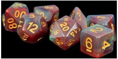 Metallic Dice Games - Polyhedral Resin Dice Set - Red Pearl Swirl