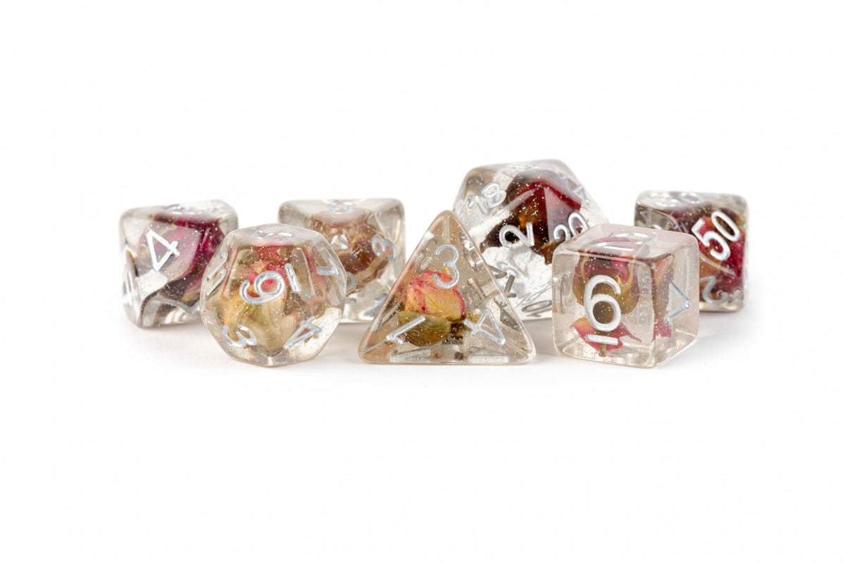 Metallic Dice Games - Resin 16mm Poly Dice Set - Rose Dice