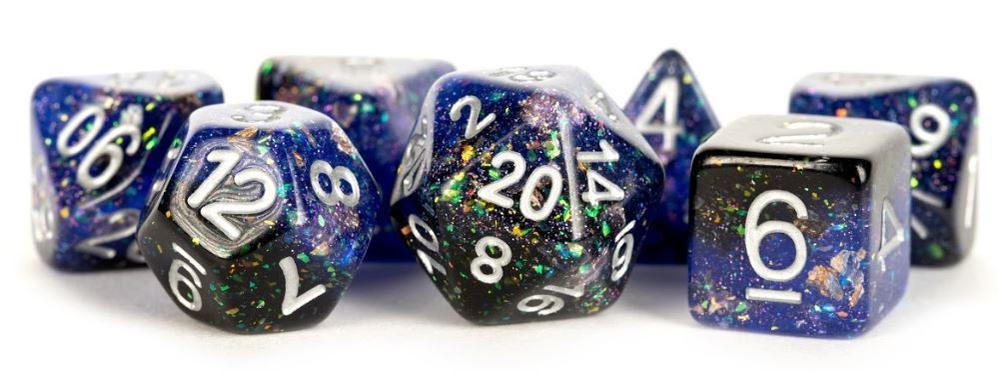 Metallic Dice Games - Resin Eternal Polyhedral Dice Set 16mm - Blue/Black