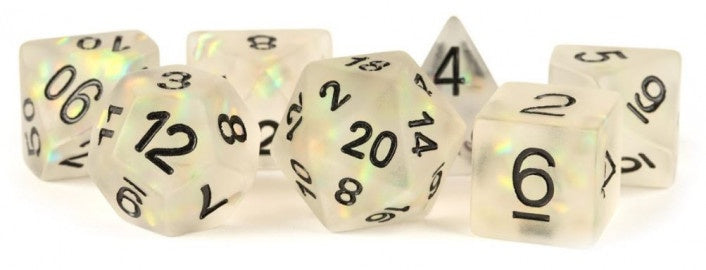 Metallic Dice Games - Resin Icy Opal Dice Set Polyhedral - Clear