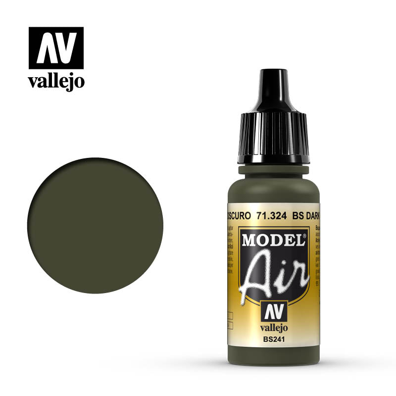 Vallejo Model Air - Bs Dark Green 17ml Acrylic Paint (AV71324)