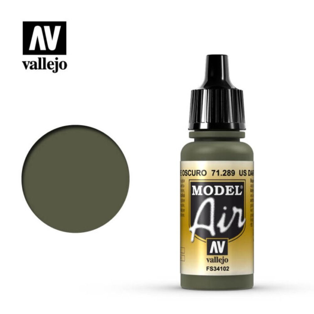 Vallejo Model Air - Us Dark Green 17ml Acrylic Paint (AV71289)