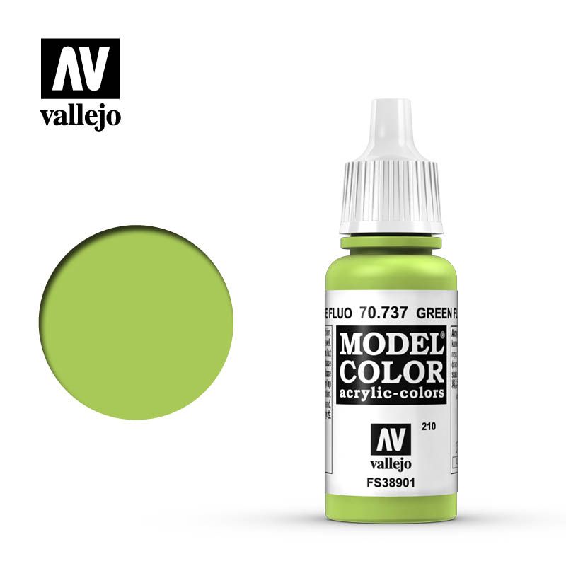 Vallejo Model Colour - Fluorescent Green 17ml Acrylic Paint (AV70737)
