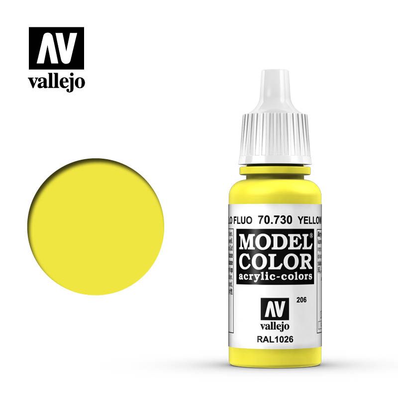 Vallejo Model Colour - Fluorescent Yellow 17ml Acrylic Paint (AV70730)