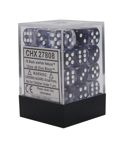 Chessex - Nebula 12mm D6 Set - Black/White (CHX27808)