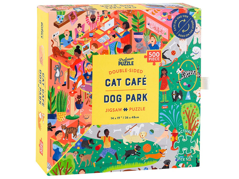 Professor Puzzle Cafe Cat and Dog Park Double Sided 500 Piece Jigsaw
