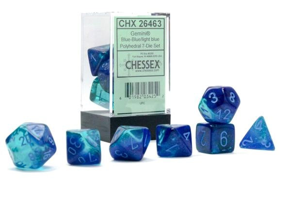 Chessex - Gemini Blue-Blue/Light blue Luminary 7-Die Set (CHX 26463)