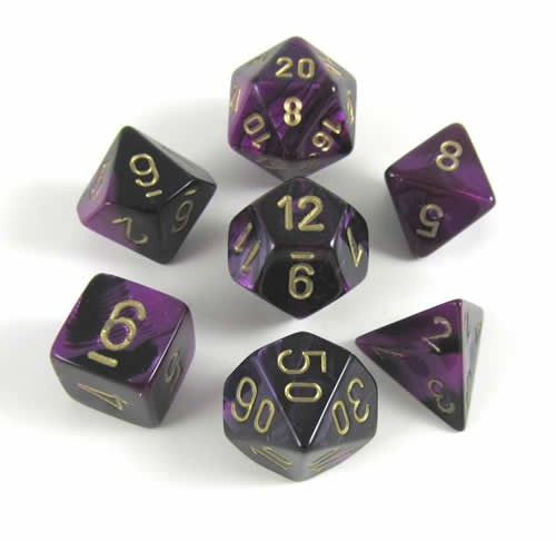Chessex - Gemini Polyhedral 7-Die Set - Black Purple/Gold (CHX26440)