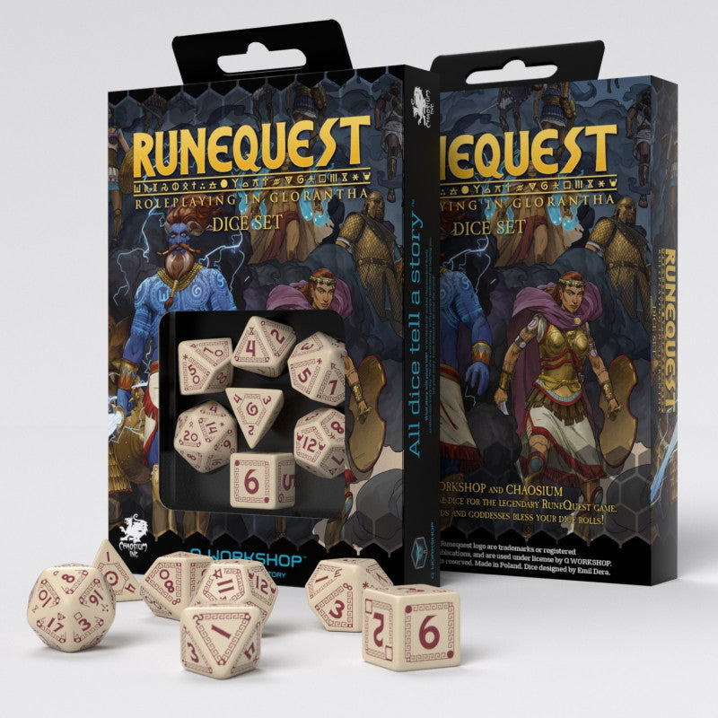 Q Workshop - Runequest Beige and Burgundy Dice Set