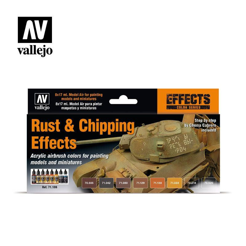 Vallejo Model Air - Effects 8 Colour Set Rust &amp; Chipping Effects 17ml
