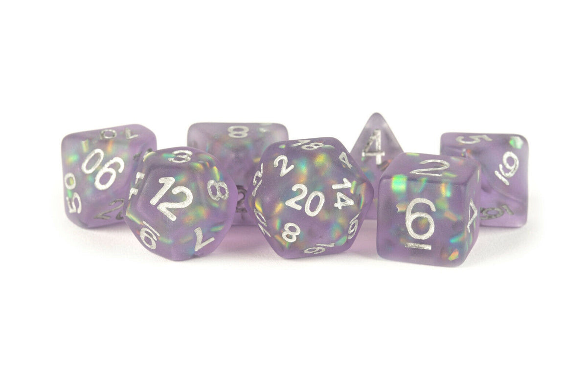 Metallic Dice Games - Polyhedral Resin Dice Set - Icy Opal Purple