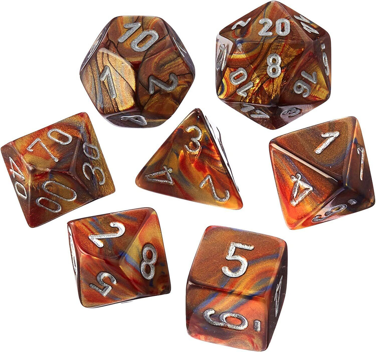 Chessex - Dice Sets: Lustrous Mini-Polyhedral Gold / silver 7-Die set