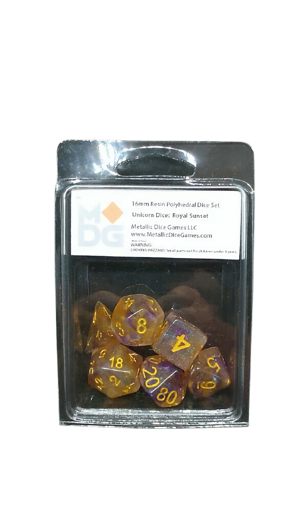 Metallic Dice Games - Royal Sunset - Unicorn Resin Polyhedral Dice Set