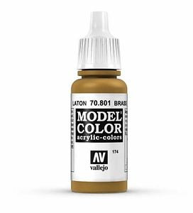 Vallejo Model Colour Acrylic Paint - Metallic Brass 17ml Acrylic Paint (AV70801)