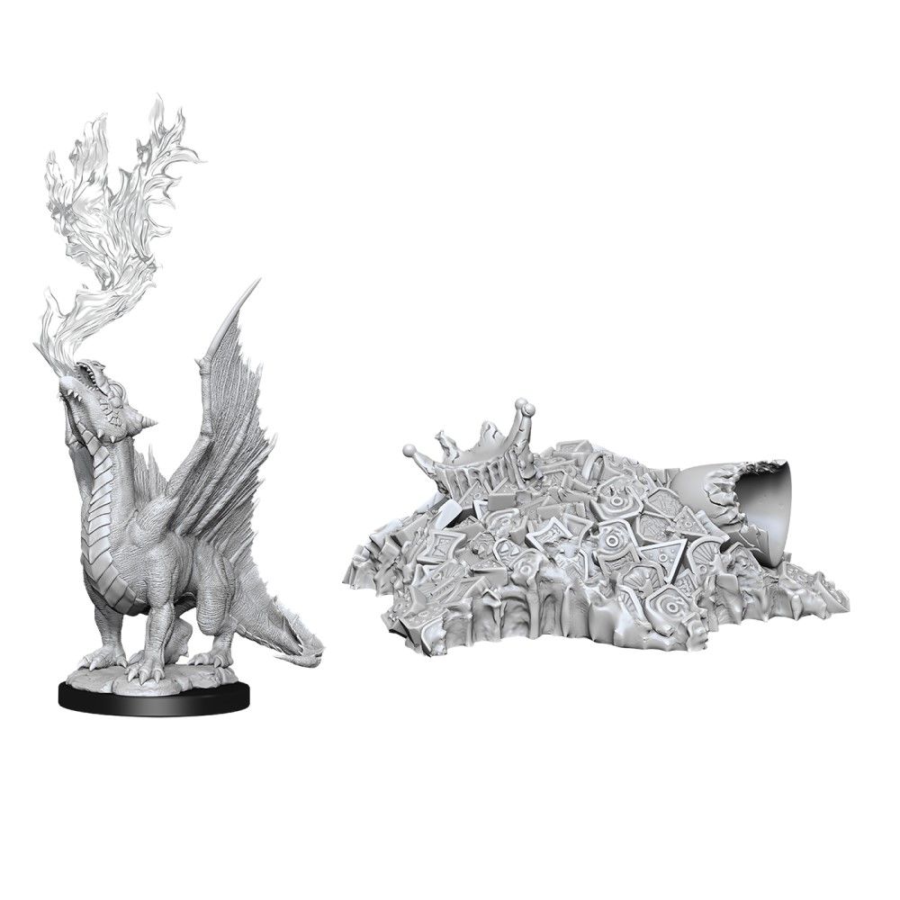 Dungeons &amp; Dragons - Nolzurs Marvelous Unpainted Miniatures Gold Dragon Wyrmling and Small Treasure Pile