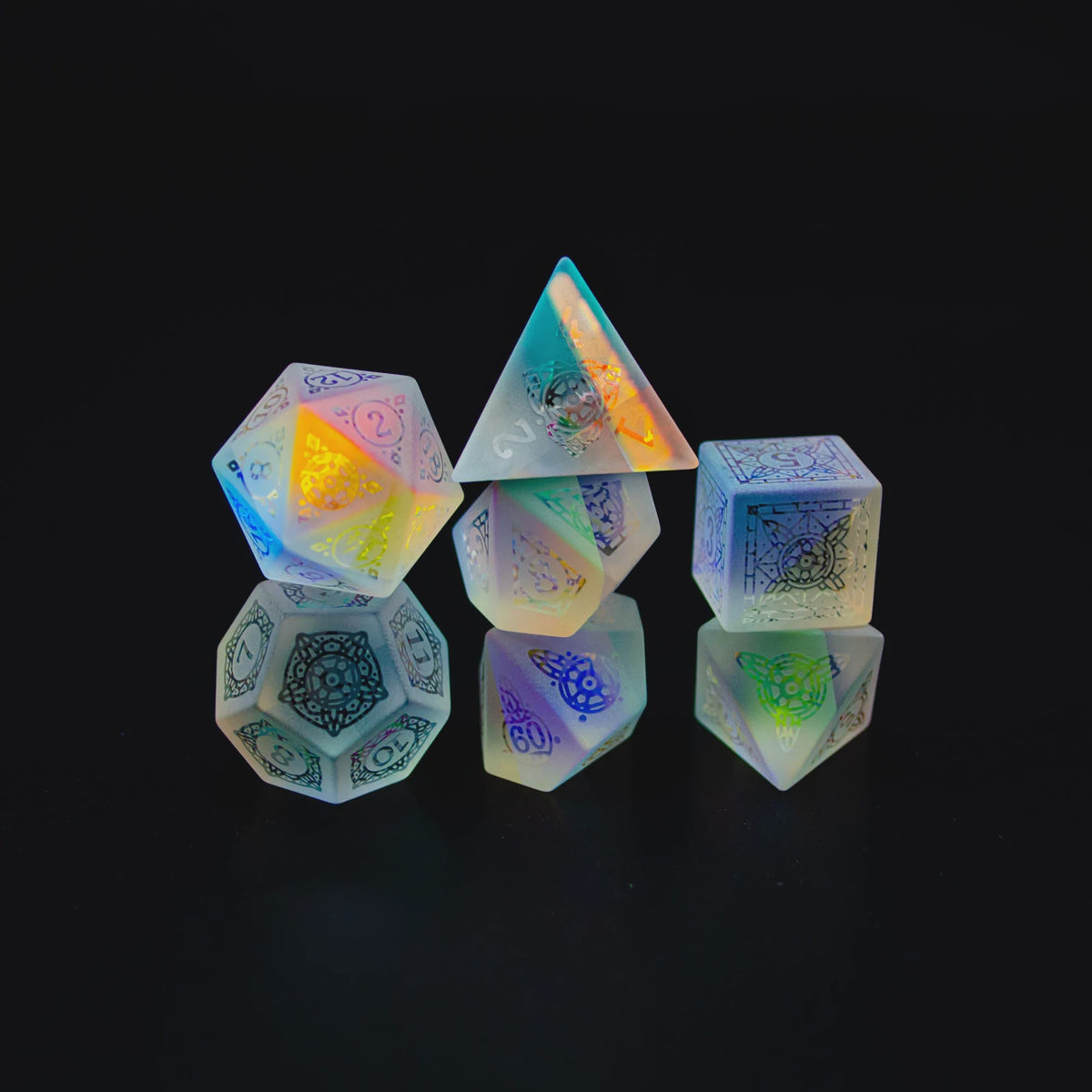 Level Up Dice - Stained Holographic Glass Polyhedral Dice Set