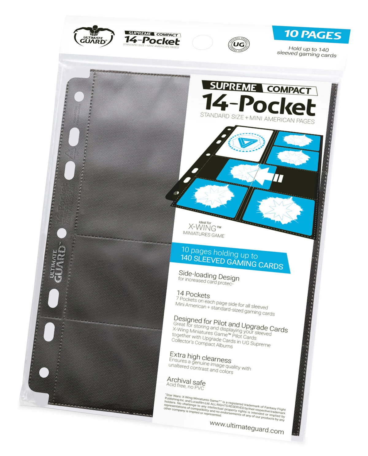 Ultimate Guard 14-Pocket Compact Pages Standard Size &amp; Mini American Black