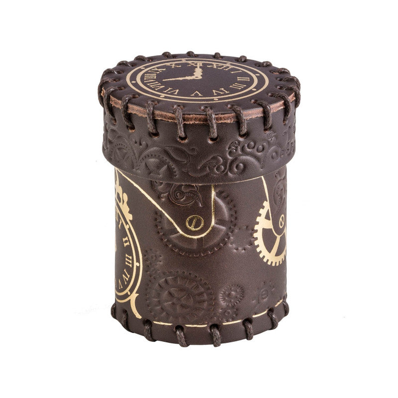 Q Workshop - Steampunk Brown &amp; Golden Leather Dice Cup