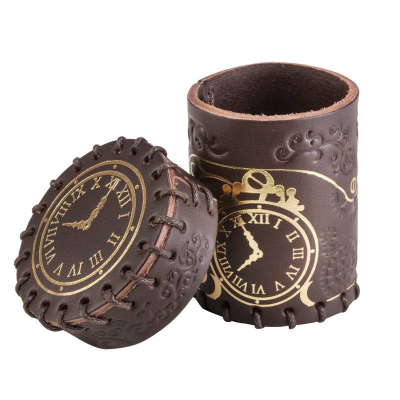 Q Workshop - Steampunk Brown &amp; Golden Leather Dice Cup