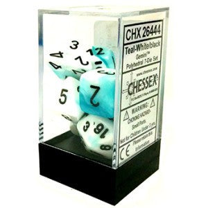 Chessex - Gemini Polyhedral 7-Die Set - Teal White/Black (CHX26444)