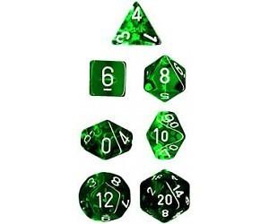 Chx 23075 Translucent Polyhedral Green/White 7-Die Set - Good Games