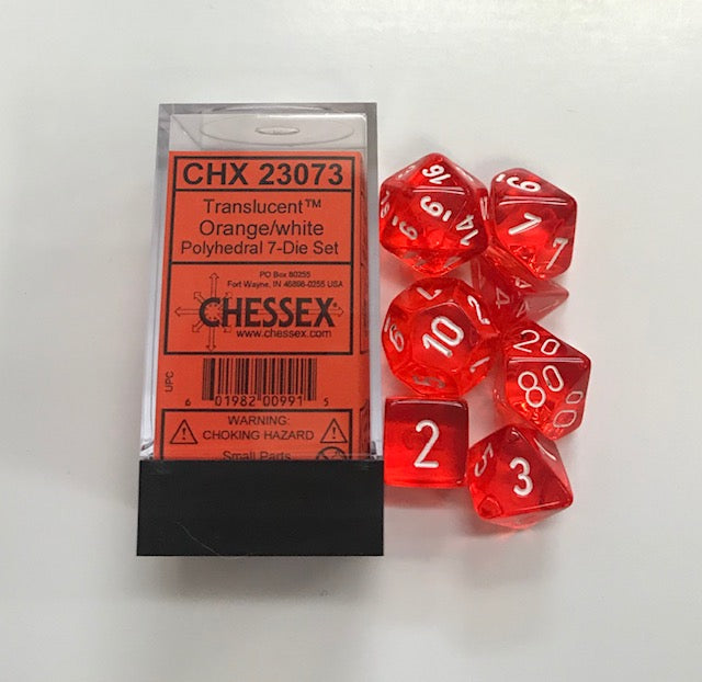 Chessex - Translucent Polyhedral 7-Die Set - Orange/White (CHX23073)
