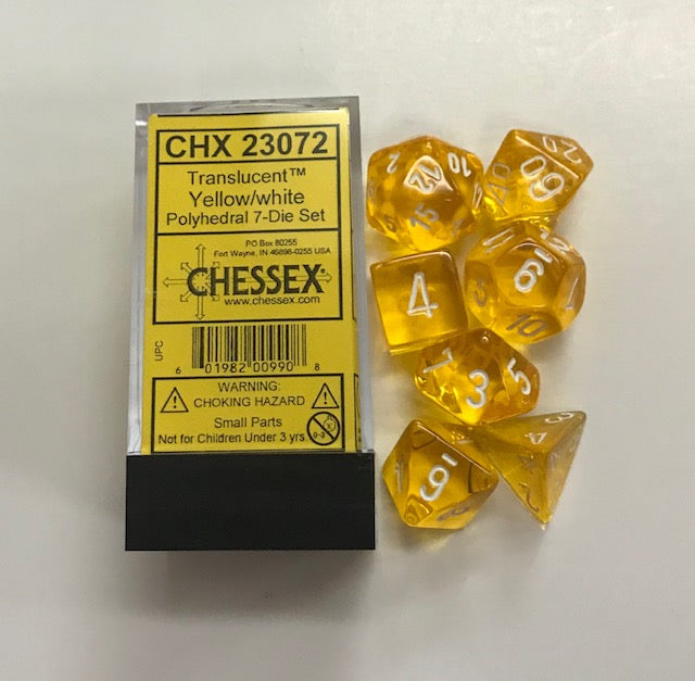 Chessex - Translucent Polyhedral 7-Die Set - Yellow/White (CHX23072)
