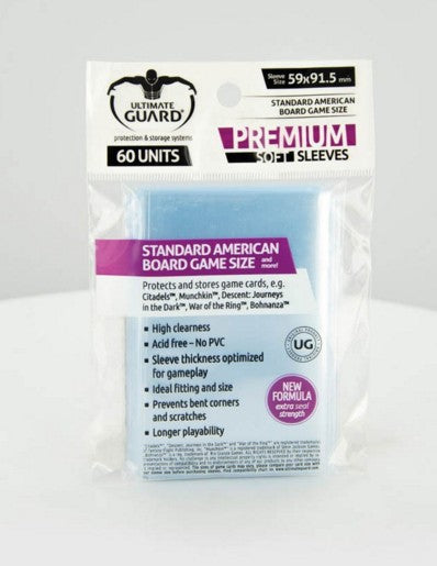 Ultimate Guard Premium Soft Sleeves For Board Game Cards Standard American (60)