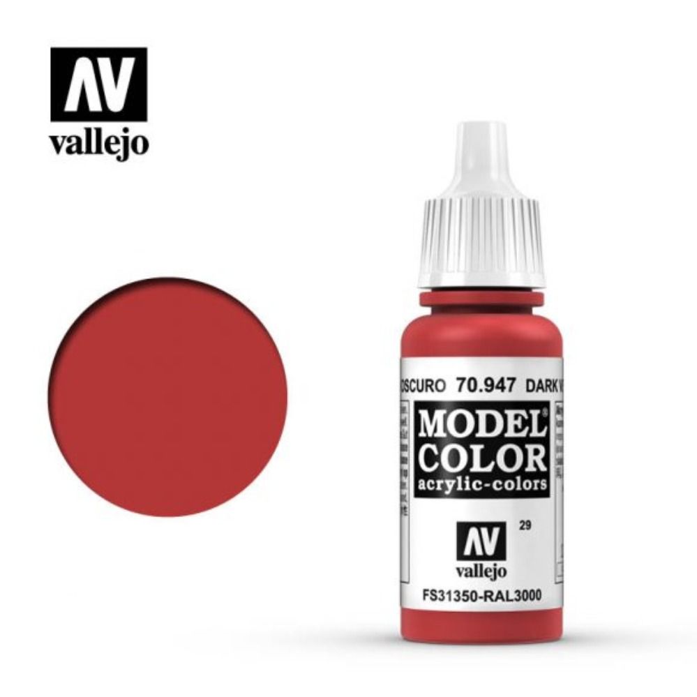 Vallejo Model Colour - Dark Vermillion 17ml Acrylic Paint (AV70947)