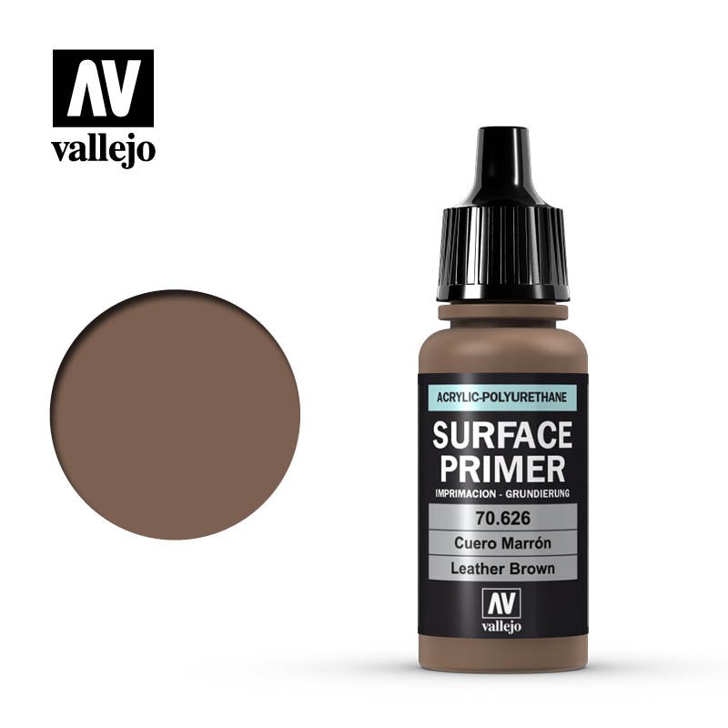 Vallejo Surface Primer 17ml Acrylic Paint - Leather Brown 70626
